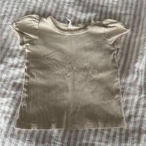 Kids Cream Little Cotton Clothes Pointelle Short Sleeve Top